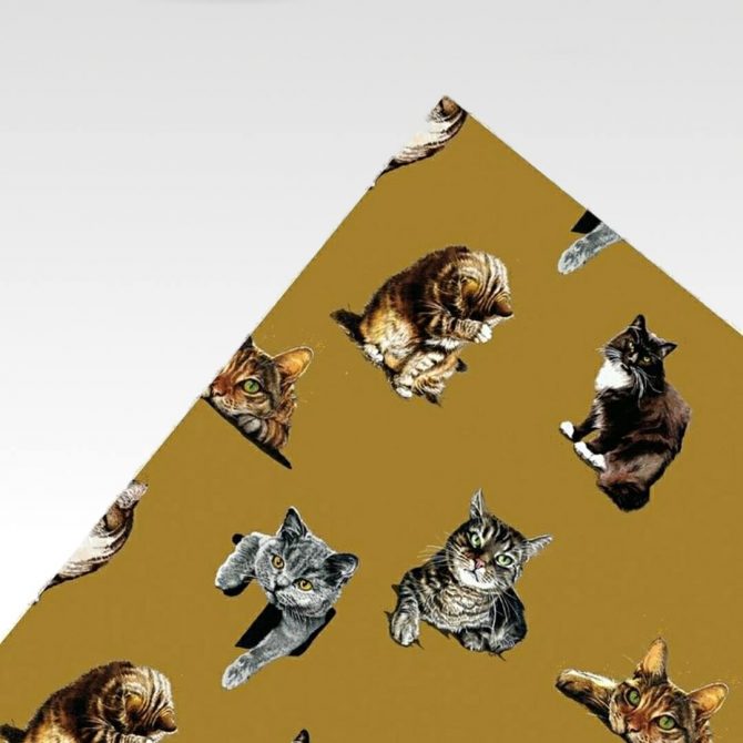 luxe inpakpapier mat goud met katten