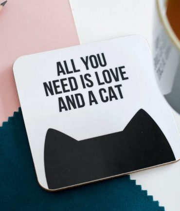 katten onderzetter met tekst all you need is love and a cat