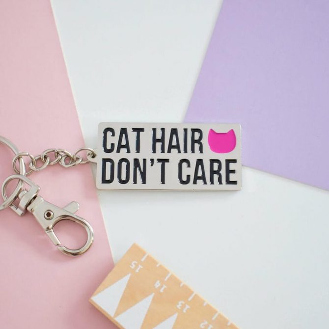 Sleutelhanger Cat Hair dont care 2 @catsandthings.nl