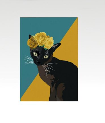 Kattenkaart met Betsy als een Kahlo kat