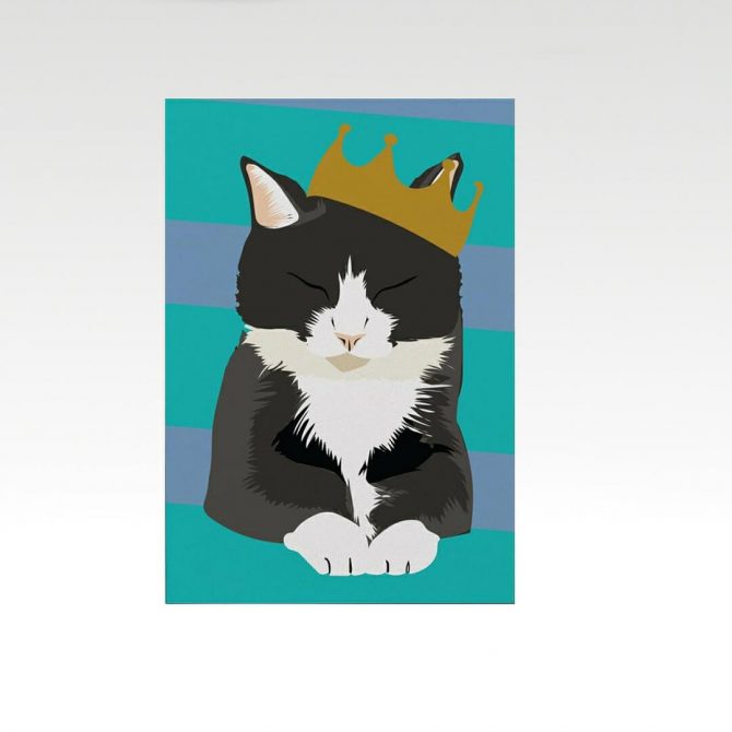 Kattenkaart van kat met kroon