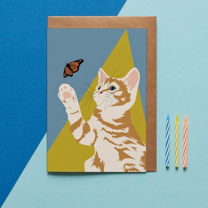 Ginger with Butterfly Cat Card 2