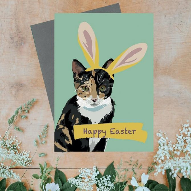 Happy Easter Cat Card 2