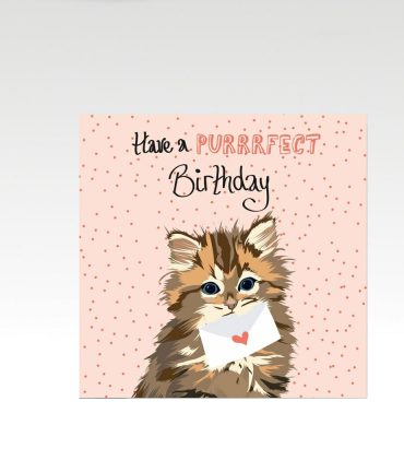 Katten verjaardagskaart om dat lieve kattenmens een purrfecte verjaardag te wensen