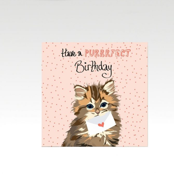 Katten verjaardagskaart om dat lieve kattenmens een purrfecte verjaardag te wensen