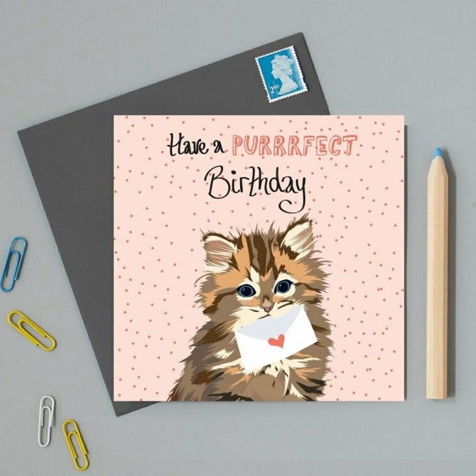 Have a purrrfect Birthday Cat Card 2