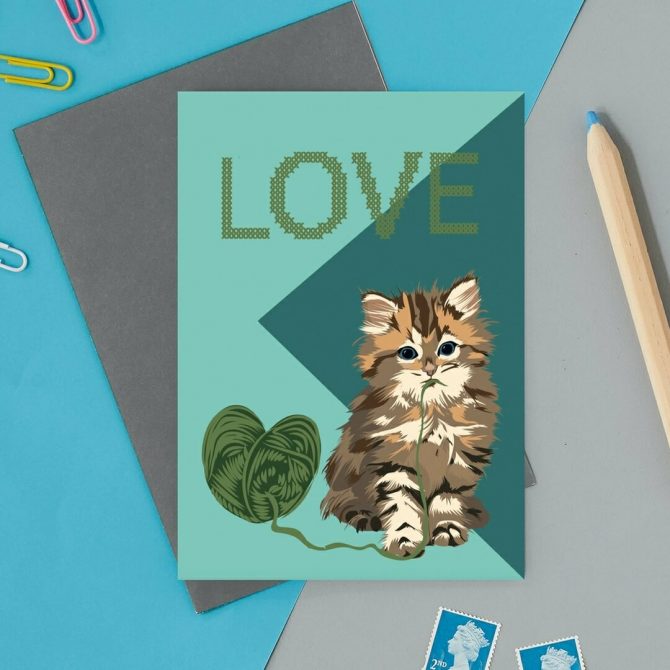 Love Valentines Cat Card 1
