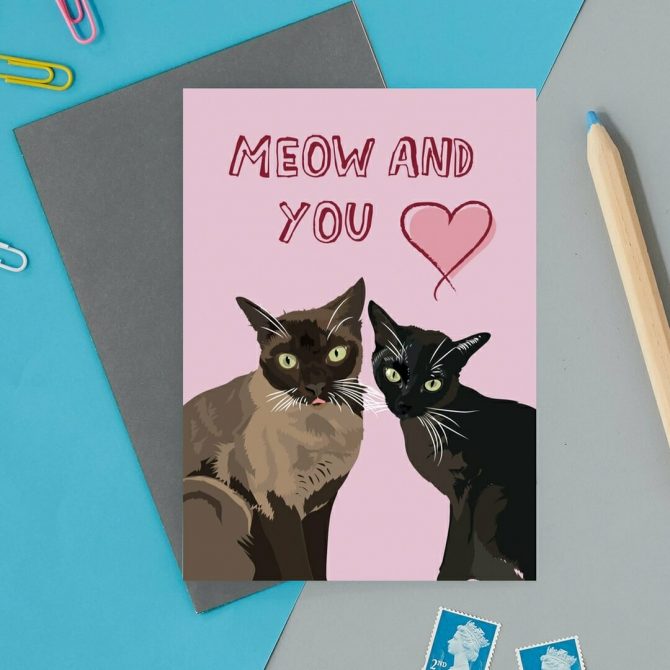 Meow and You Valentine Cat Card 2