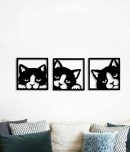 3 kleine wanddecoraties van katjes
