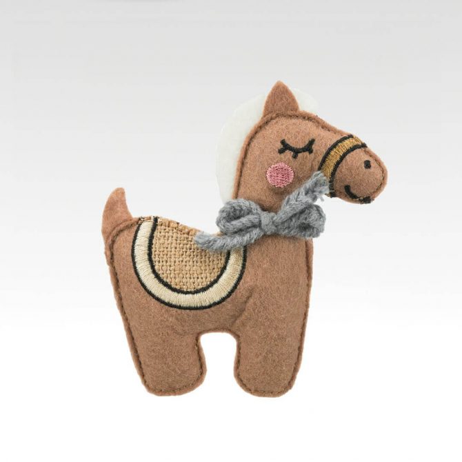 Plat kattenspeeltje in de vorm van een paard voor je kat