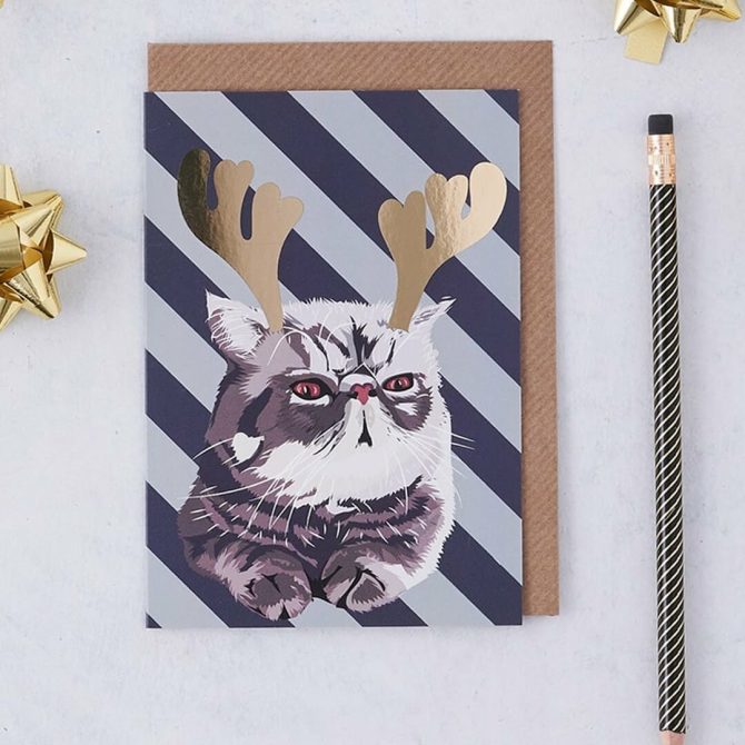 Royal with Reindeer Antlers Cat Card 2