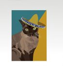 Kattenkaart van siamees met sombrero