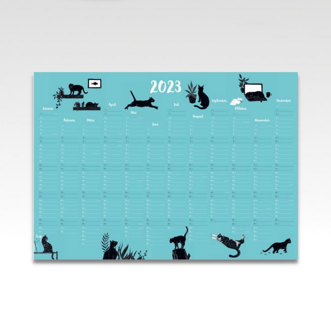 Kattenkalender 2023 als grote A1 planning poster
