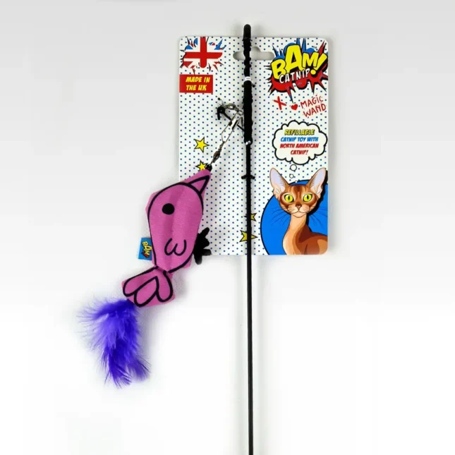 BAM Catnip Magic Wand Bird on card BAM Catnip Magic Wand Bird on card