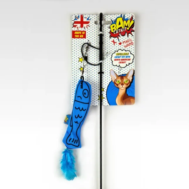 BAM Catnip Magic Wand Fish on card BAM Catnip Magic Wand Fish on card