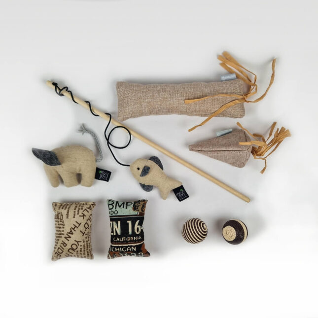 katten giftbox vol met naturel kattenspeeltjes