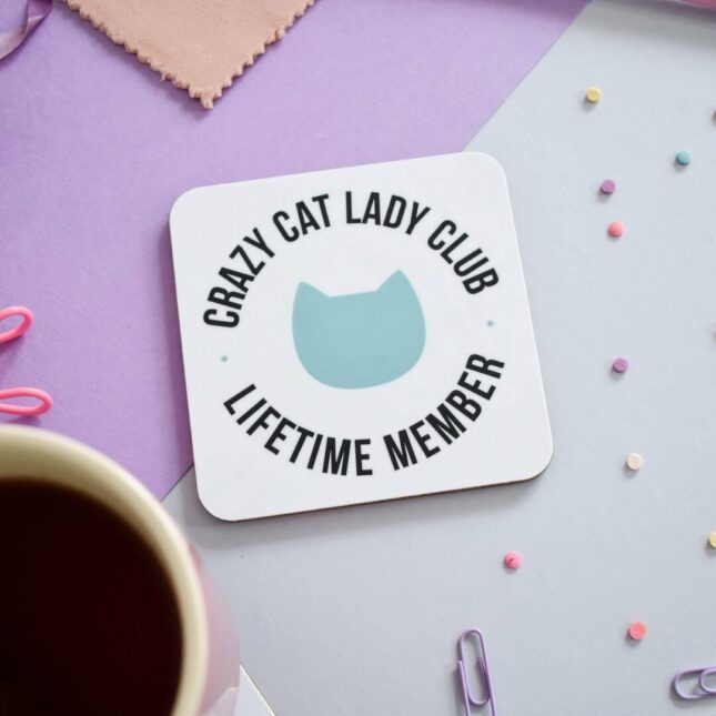 Onderzetter-met-tekst-Coaster-Crazy-Cat-Lady-Club Onderzetter-met-tekst-Coaster-Crazy-Cat-Lady-Club