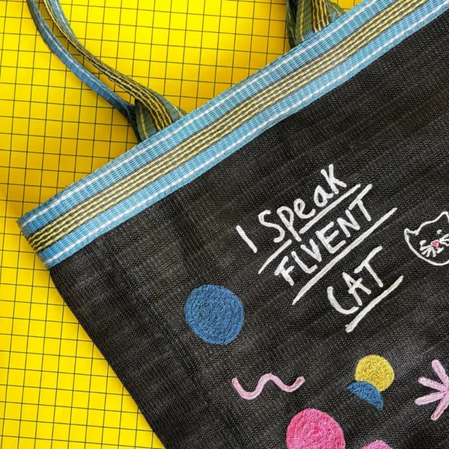Small Talk 'Fluent Cat' Recycled Shopper detail 2 Small Talk 'Fluent Cat' Recycled Shopper detail 2