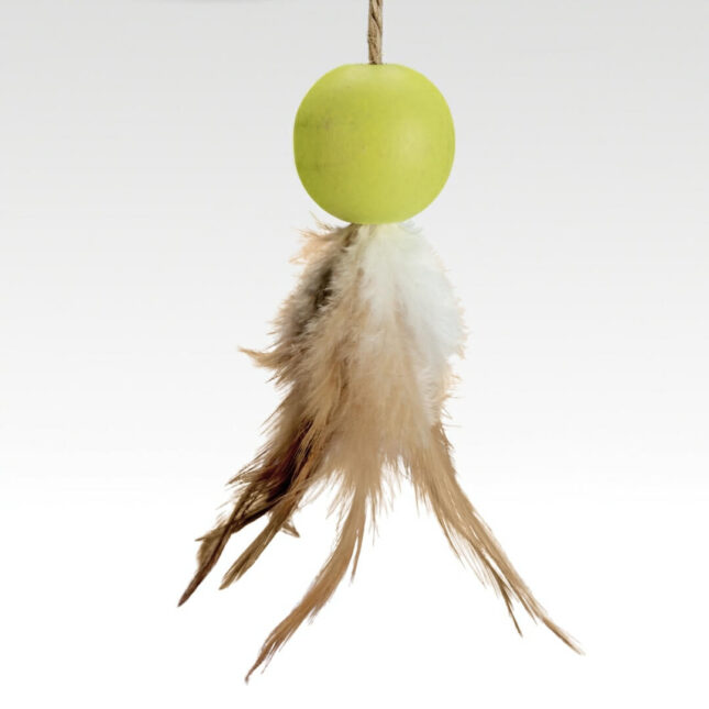 Wood-speelbal-met-veren Wood-speelbal-met-veren